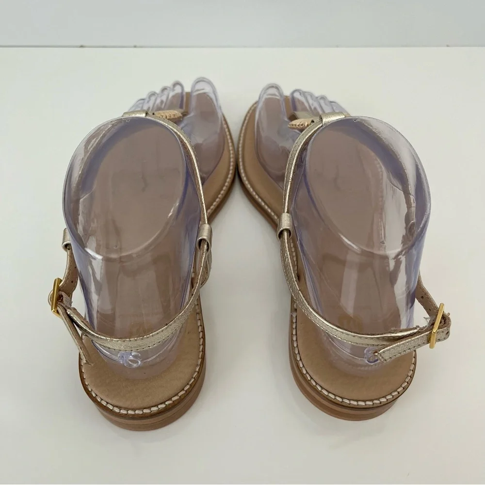 BRUNO MAGLI Jenna T-strap Leather Sandals In Gold NEW - Picture 8 of 14